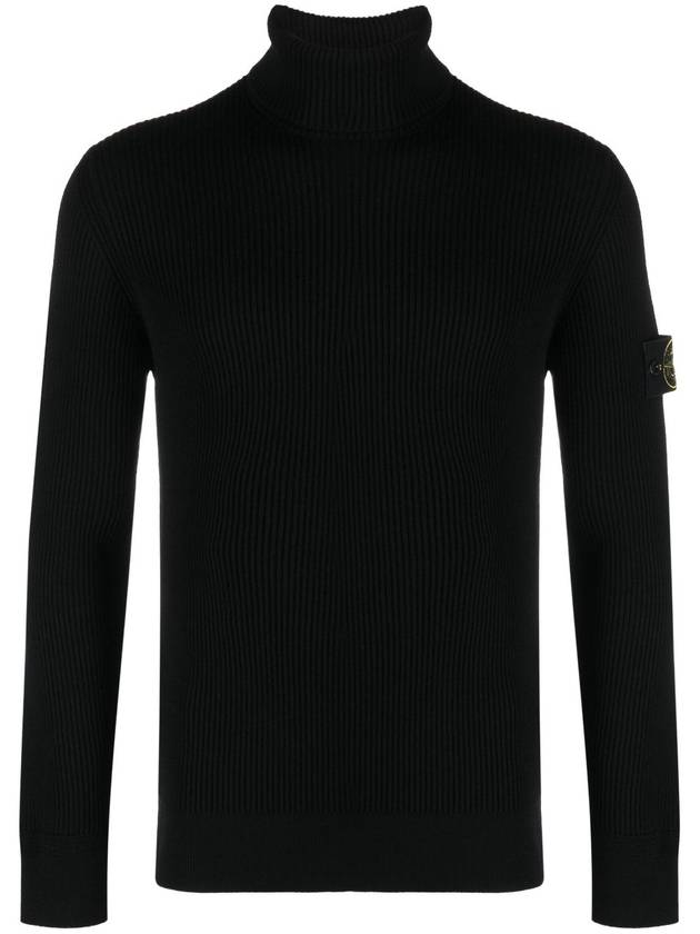 Men's Logo Patch Turtleneck Black - STONE ISLAND - BALAAN 3