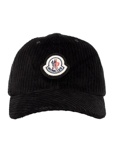 Logo Patch Corduroy Ball Cap Black - MONCLER - BALAAN 1