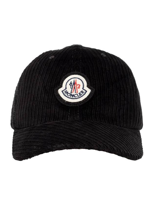 Logo patch corduroy Corduroy ball cap black - MONCLER - BALAAN 1