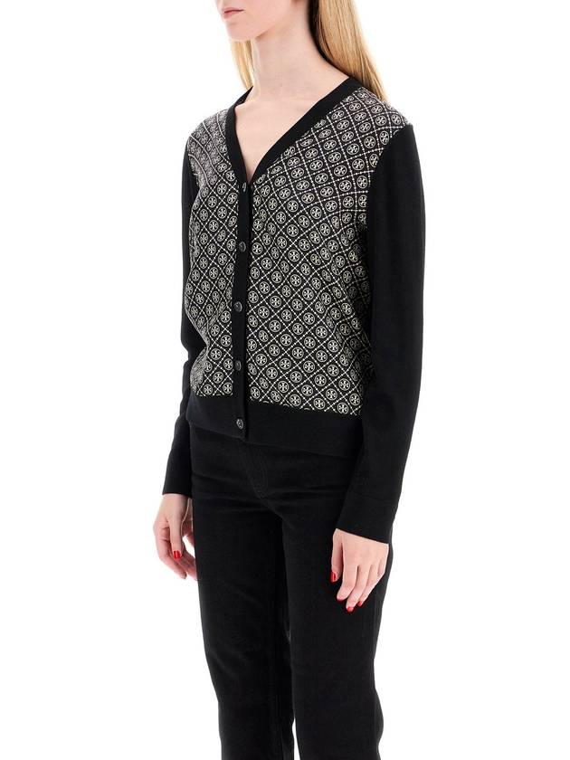 Logo Detail V-Neck Cardigan Black - TORY BURCH - BALAAN 5