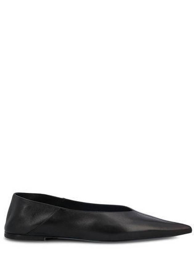 Point Toe Leather Flats Black - SAINT LAURENT - BALAAN 3