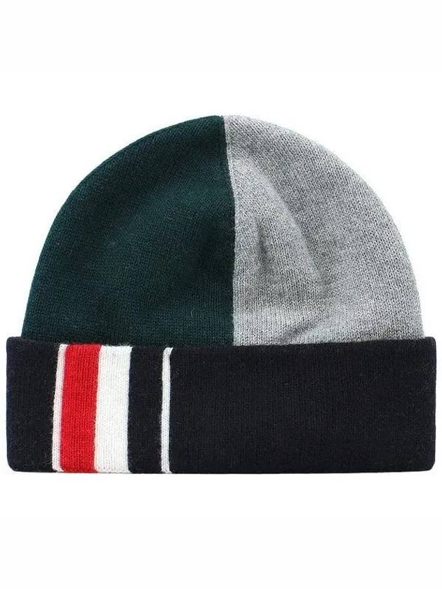 Funmix Side Stripe Merino Jersey Beanie Green - THOM BROWNE - BALAAN 2