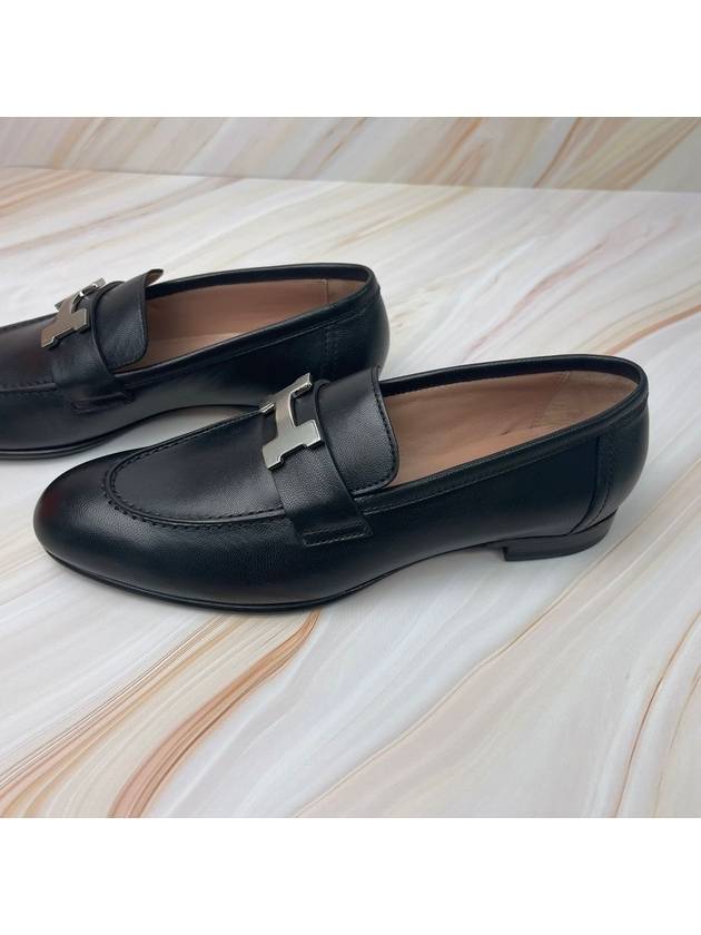 Paris Loafers Goatskin Palladium Noir - HERMES - BALAAN 5