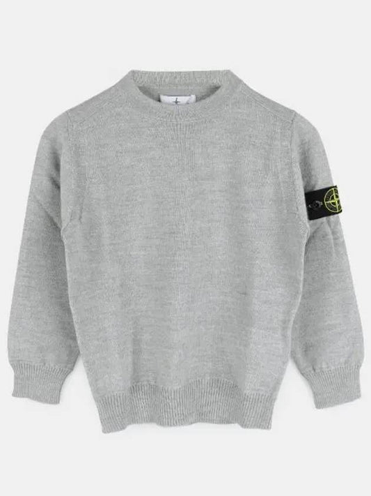 Stone Kids Wappen Round Neck Wool Knit Gray 7516509A4 V0M64 1065286 - STONE ISLAND - BALAAN 1