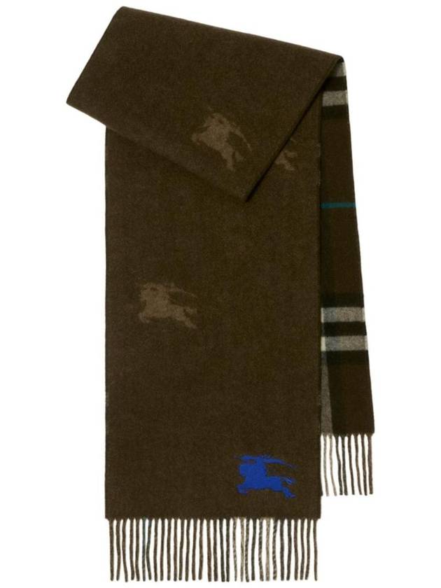 Check EKD Embroidered Reversible Cashmere Scarf Snug - BURBERRY - BALAAN 1