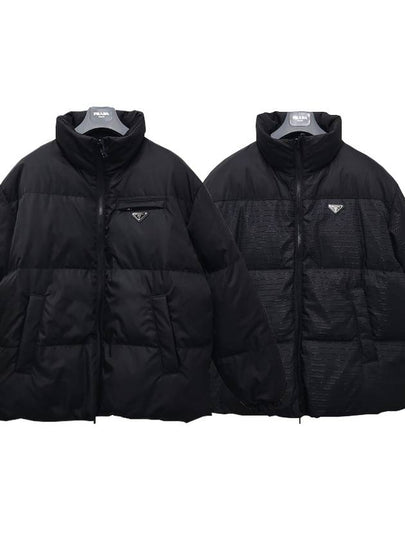 Medium-Length Re-Nylon Reversible Down Padded Jacket Black - PRADA - BALAAN 2