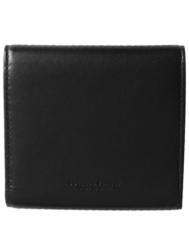 Logo 3-Fold Calfskin Half Wallet Black - BOTTEGA VENETA - BALAAN 3