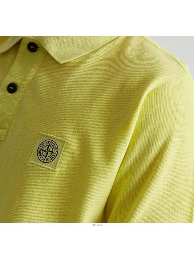 Men's Logo Patch Cotton Short Sleeve Polo Shirt Light Yellow - STONE ISLAND - BALAAN 5