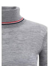 Women's Wool Rib Turtleneck Grey - THOM BROWNE - BALAAN 4