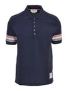 Men's RWB Stripe Cotton Polo Shirt Navy - THOM BROWNE - BALAAN 2