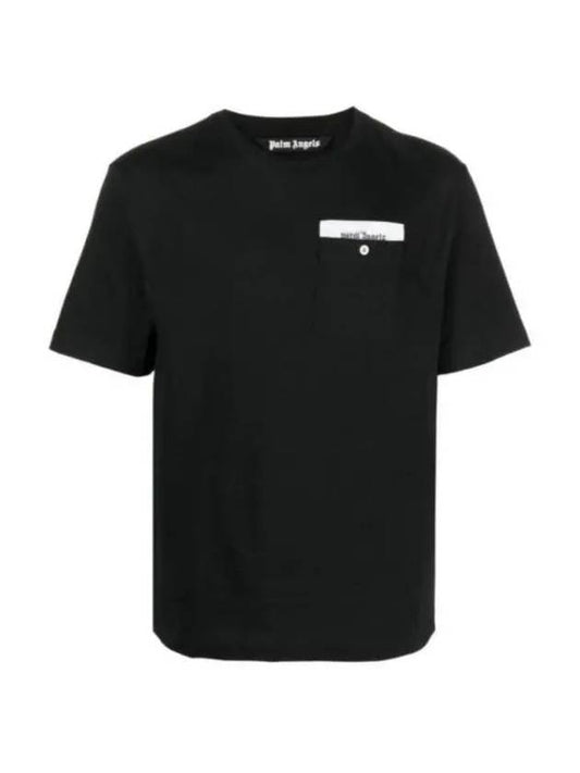 Sartorial Tape Pocket Short Sleeve T-Shirt Black - PALM ANGELS - BALAAN 1
