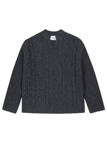 Nanushka layered detail cable knit charcoal - NANUSHKA - BALAAN 1