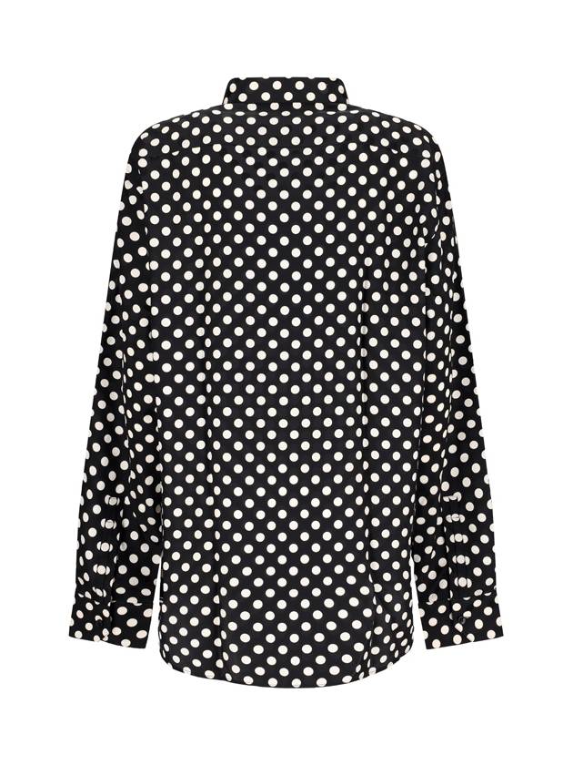 Polka Dot Silk Long Sleeve Shirt Black - SAINT LAURENT - BALAAN 3