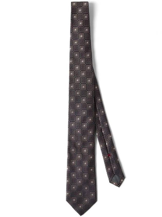 Geometric Pattern Print Silk Tie MR8820018C077 - BRUNELLO CUCINELLI - BALAAN 1