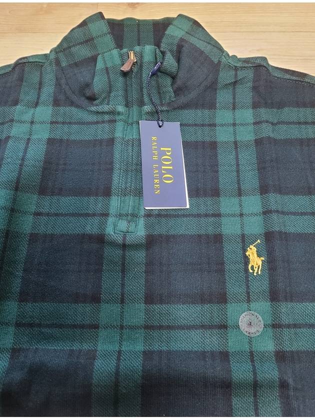 Men's Tartan Check Half Zip Up Knit Top Green - POLO RALPH LAUREN - BALAAN 9