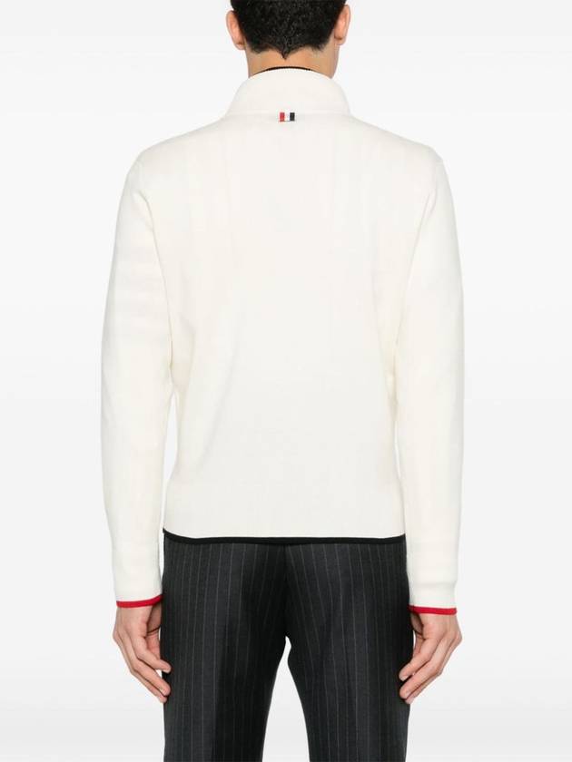 Half zip wool knit top white - THOM BROWNE - BALAAN 4