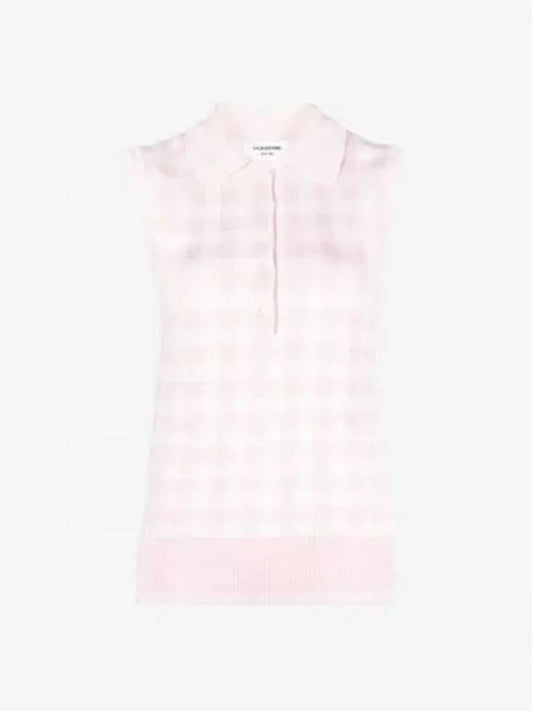 Gingham Silk Knit Vest FKP091AY4002 - THOM BROWNE - BALAAN.