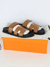 Chypre H Logo Calfskin Sandals Brown - HERMES - BALAAN 10