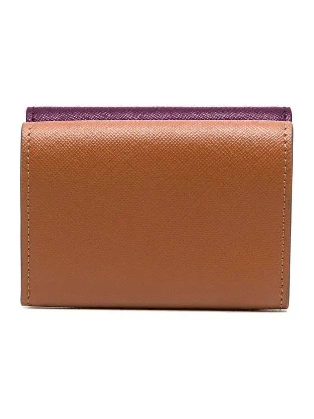 Saffiano Color Block Tri-Fold Half Wallet Purple - MARNI - BALAAN 4