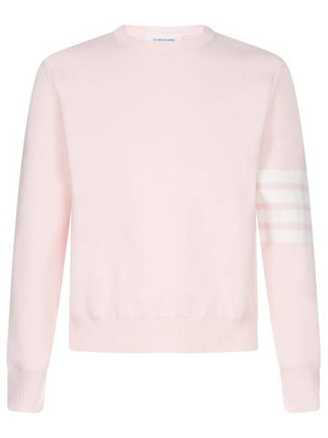 4 Bar Armband Milano Stitch Knit Top Light Pink - THOM BROWNE - BALAAN.