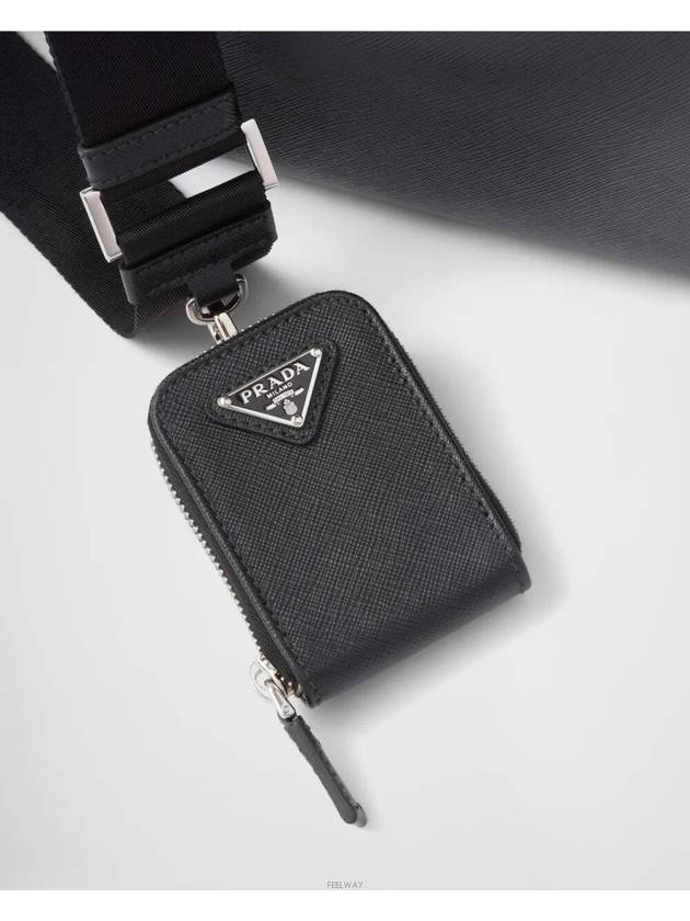 triangle logo leather shoulder bag black - PRADA - BALAAN 5