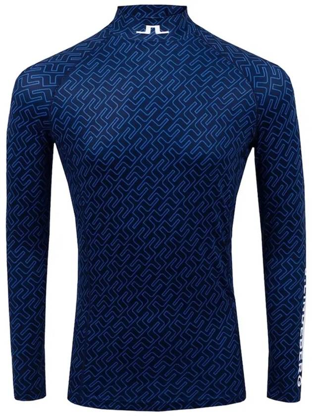 Men's AELLO Soft Compression Print Long Sleeve T-Shirt Navy - J.LINDEBERG - BALAAN 2