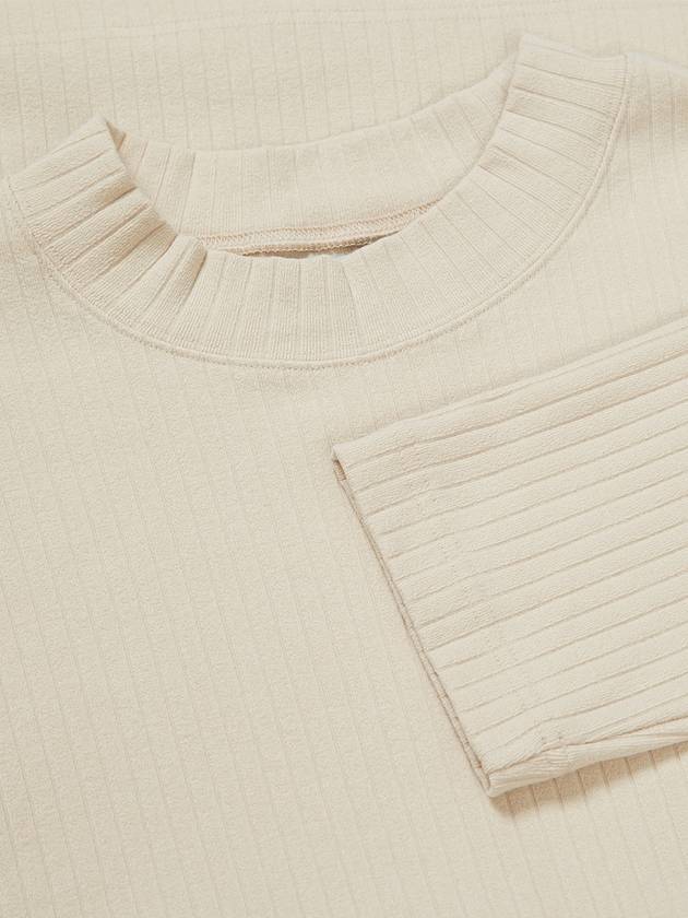 Loose Ribbed Mock Neck Knit Top Cream - WEST GRAND BOULEVARD - BALAAN 4