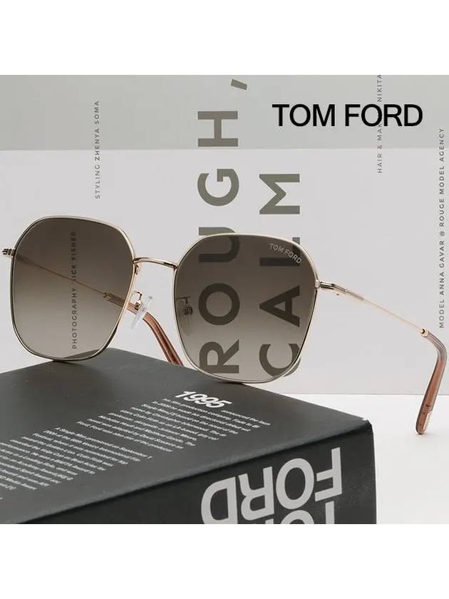 Eyewear Oversized Square Metal Sunglasses Brown - TOM FORD - BALAAN 3