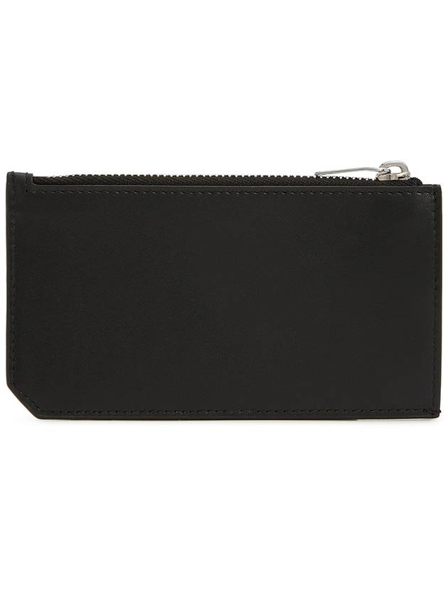 Lizard Pattern Embossed Fragment Zipper Card Wallet Black - SAINT LAURENT - BALAAN 3