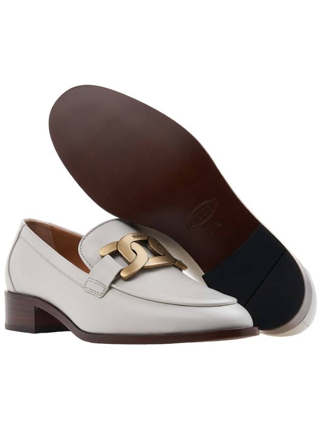 Women's Gold Logo Chain Leather Loafers White - TOD'S - BALAAN 6