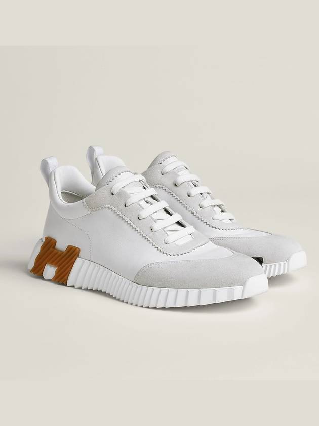 Bouncing Sneakers Calfskin Suede Goatskin Blanc - HERMES - BALAAN 4