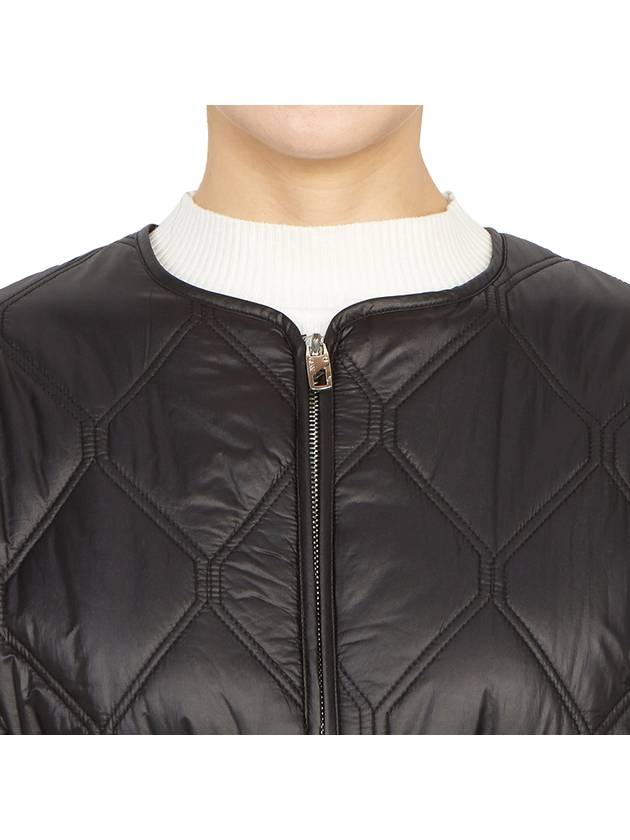 Shiny Quilted Zip-Up Jacket Black - GANNI - BALAAN 10