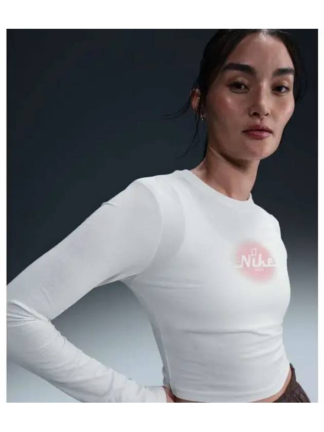 Sportswear Knit Long Sleeve Crop W Summit White Pink Glaze HQ2974 121 - NIKE - BALAAN 1