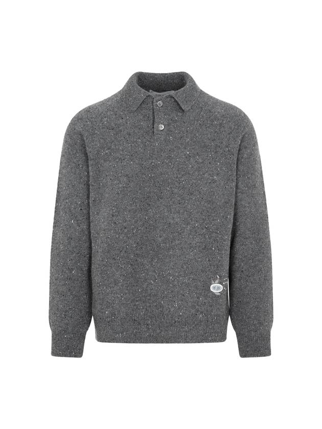 Homme Cashmere Polo Knit Top Grey - DIOR - BALAAN 1