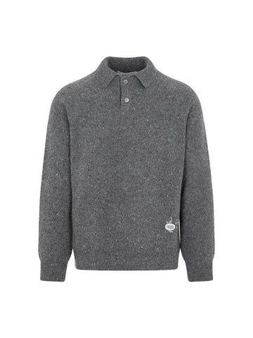 Homme Cashmere Polo Knit Top Grey - DIOR - BALAAN 1