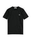 Pisato Effect Logo Patch Short Sleeve T-Shirt Black - STONE ISLAND - BALAAN 1