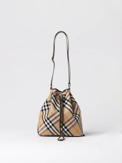 Check Cotton Bucket Bag Beige - BURBERRY - BALAAN 2