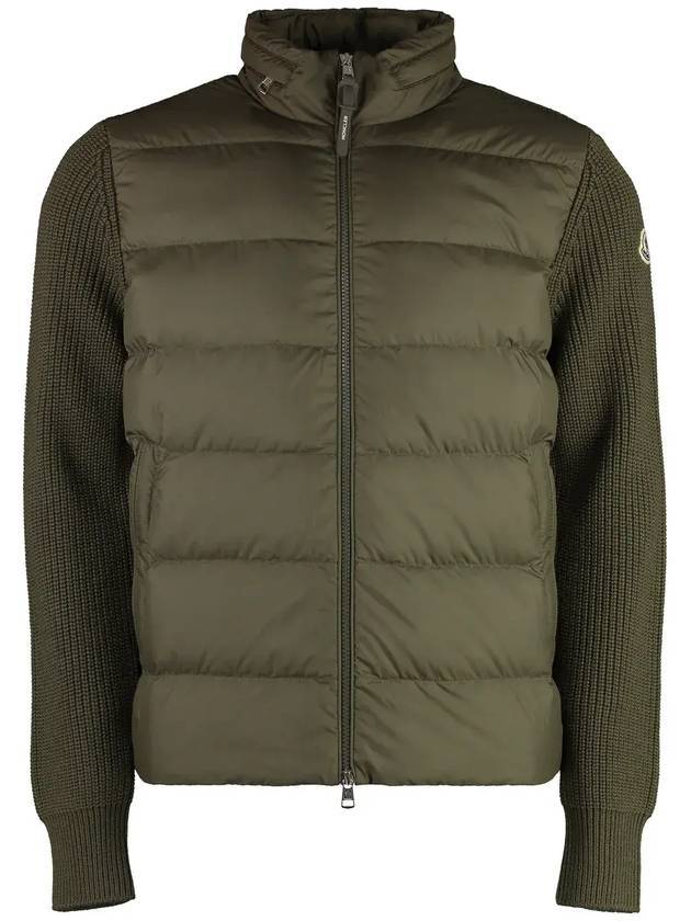 Logo patch zip up hood padded dark green - MONCLER - BALAAN 1