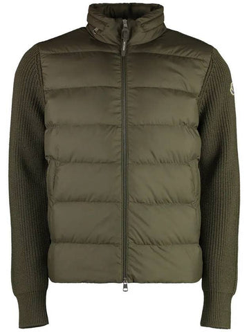 Padded Wool Zip-Up Hoodie Dark Green - MONCLER - BALAAN 1