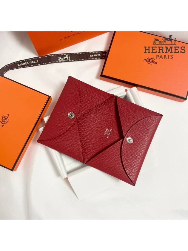 Women s Calvi Wallet Absong Rouge Grande Leather Business Card Holder H044164CK54 - HERMES - BALAAN 1