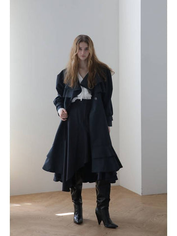 loose fit unbalanced tiered long trench coat - CAHIERS - BALAAN 1