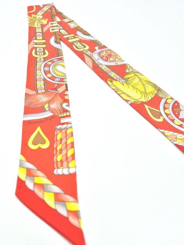 Harnais De Coeur Silk Scarf Grenadine Gris Jaune - HERMES - BALAAN 4