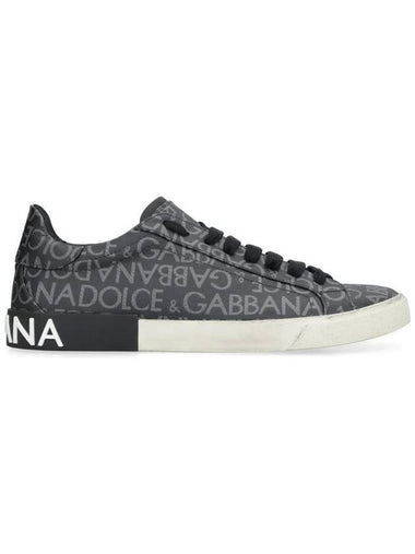 Portofino logo print low-top sneakers gray - DOLCE&GABBANA - BALAAN 1