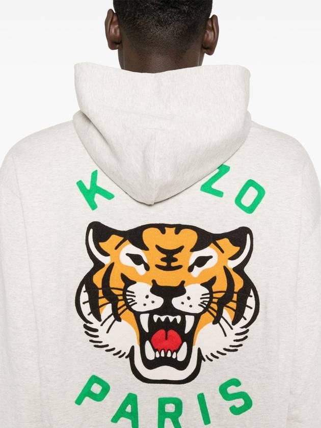 Lucky Tiger Oversized Cotton Hoodie Grey - KENZO - BALAAN 7