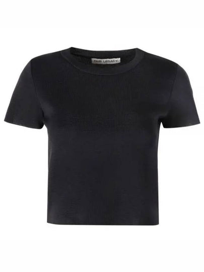 Knitted Cropped Performance Poly Short Sleeve T-Shirt Black - OUR LEGACY - BALAAN 2