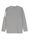 4-Bar Striped Cotton Long Sleeve T-Shirt Light Grey - THOM BROWNE - BALAAN 3