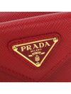 Triangular Logo Saffiano Mini Bicycle Wallet Red - PRADA - BALAAN.