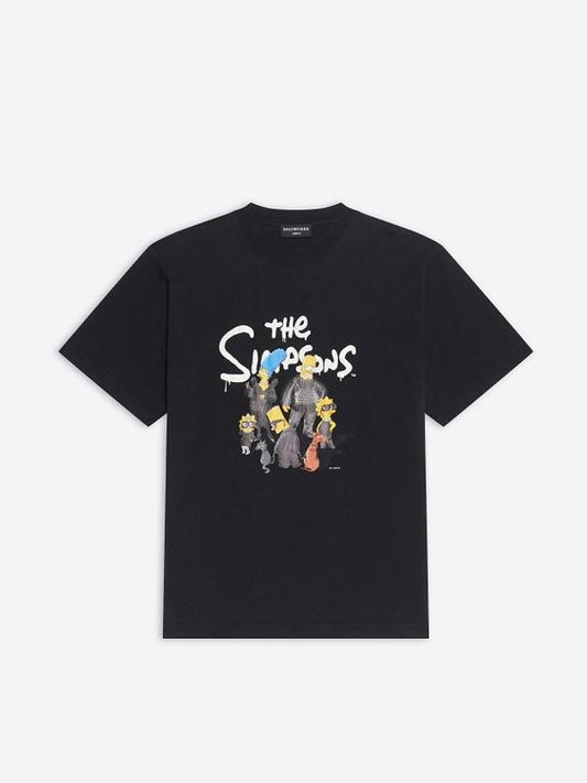 Women's The Simpsons Printing Small Fit Short Sleeve T-Shirt Black - BALENCIAGA - BALAAN 2