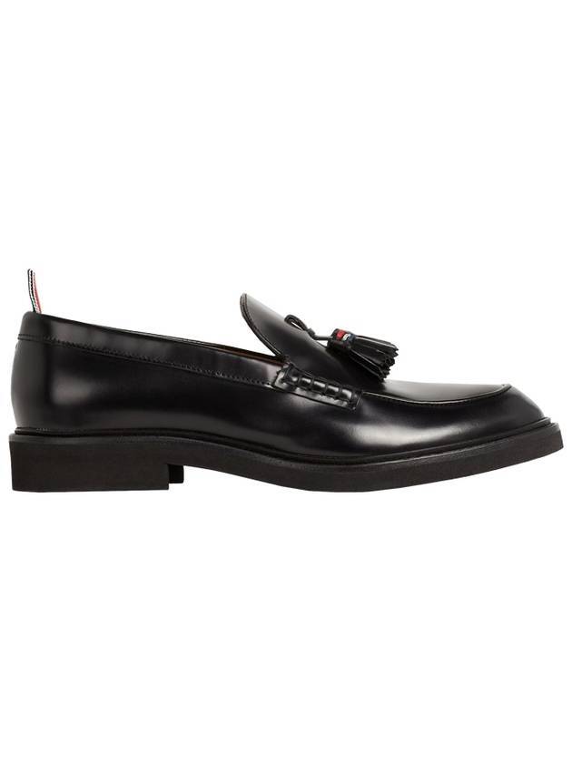 Women's Black Calf Leather Micro Sol Tassel Loafers Black - THOM BROWNE - BALAAN 1