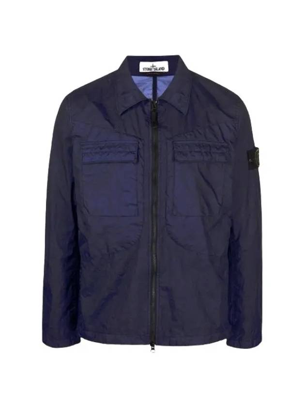 Men's Membrana Wappen Zip-Up Jacket Blue - STONE ISLAND - BALAAN 3